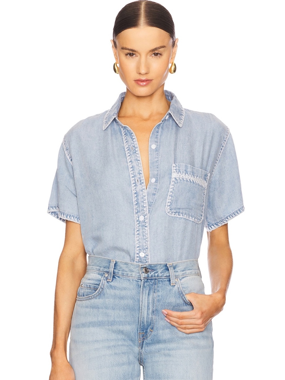 Rails Lea Stitch Accent Button Up Shirt [Worn Once - Like New]